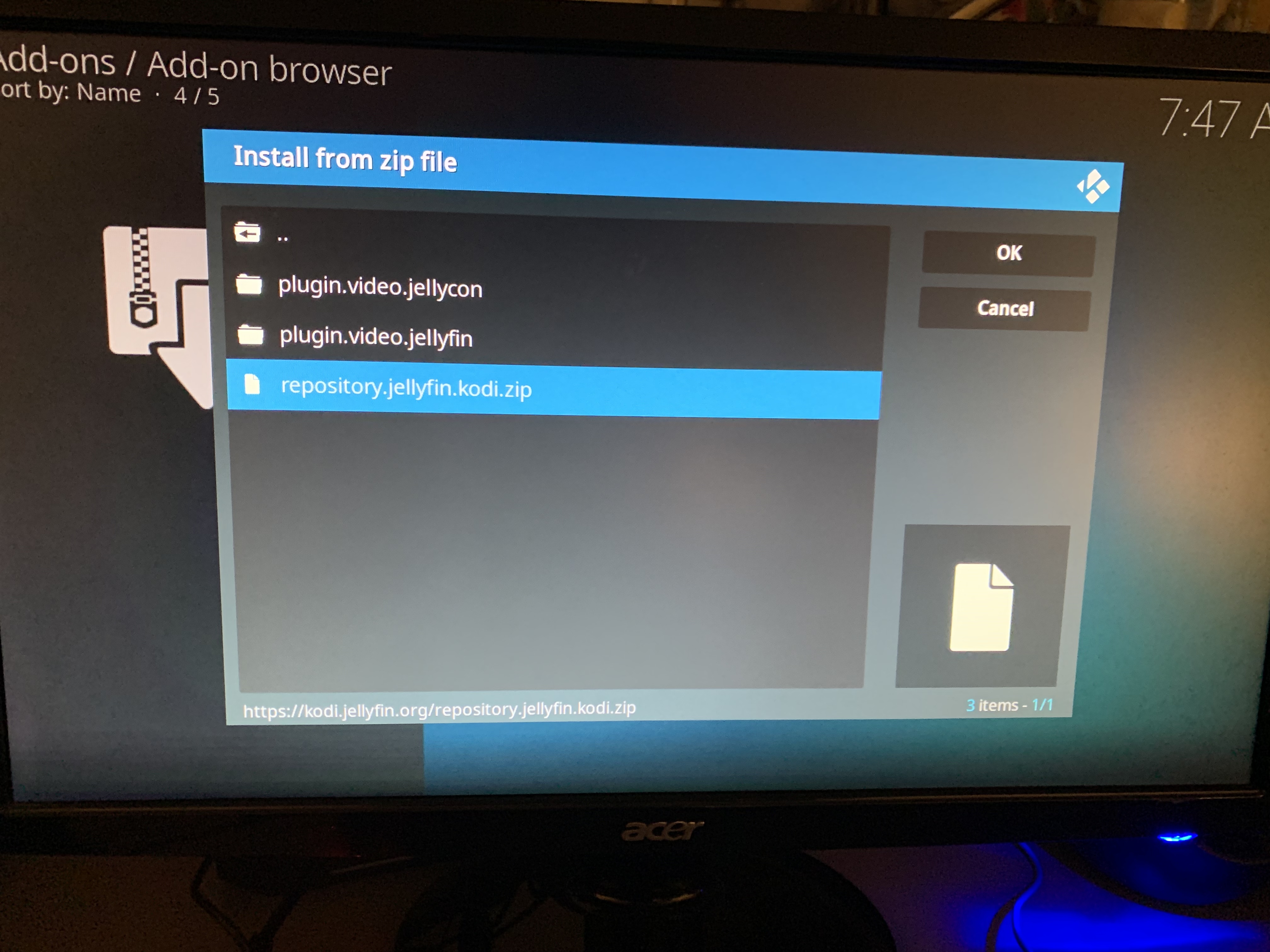Select “repository.jellyfin.kodi.zip”.