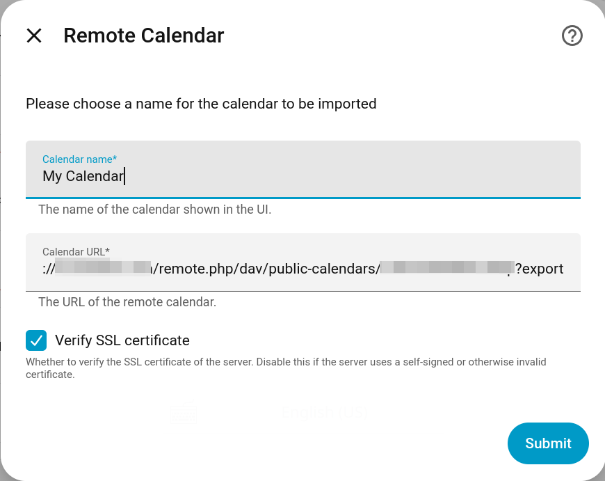 We add the calendar named Personal to Home Assistant