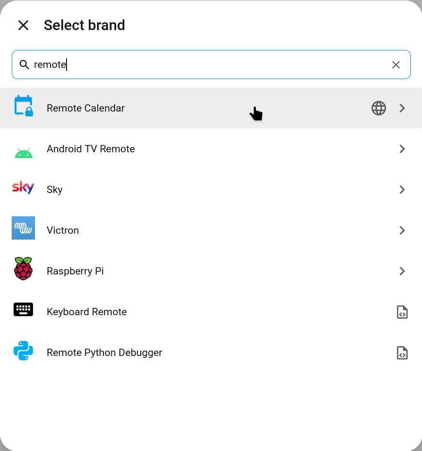 We add the Remote Calendar integration to Home Assistant